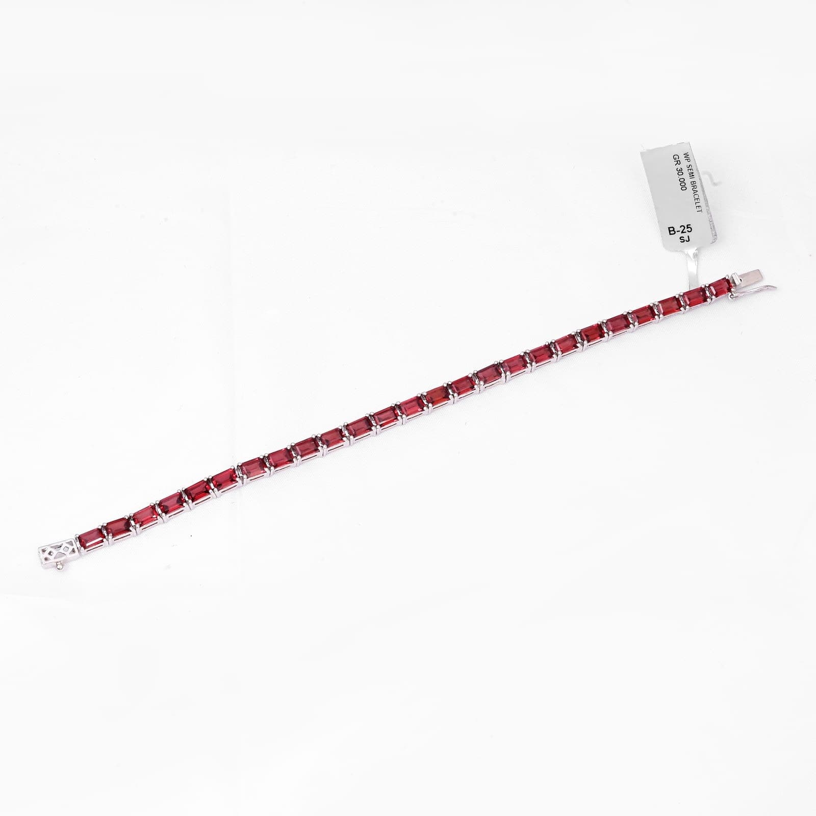 Garnet Tennis Bracelet in Silver