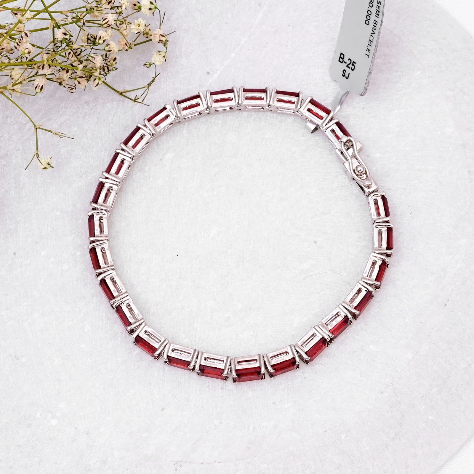Garnet Tennis Bracelet in Silver