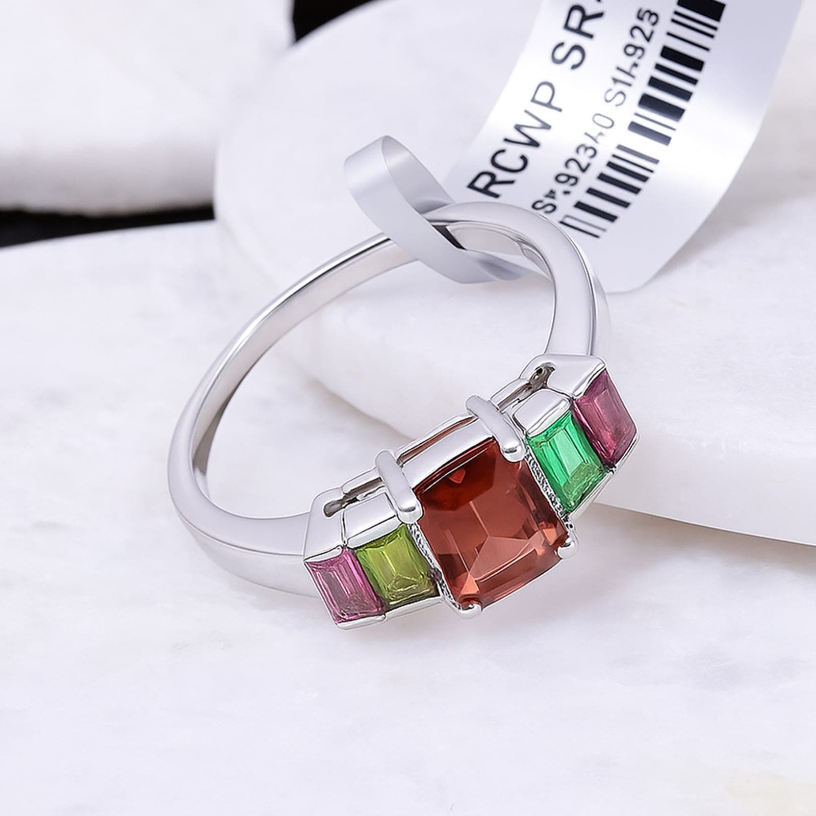 Multi Tourmaline Ring in Silver alternate view