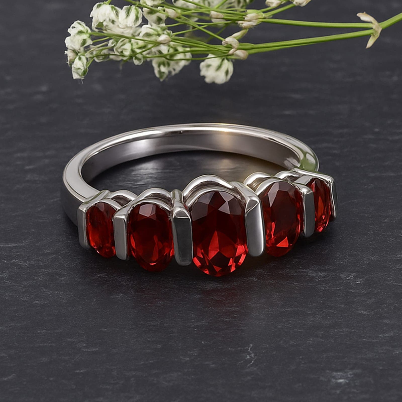 Oval Garnet Band Ring
