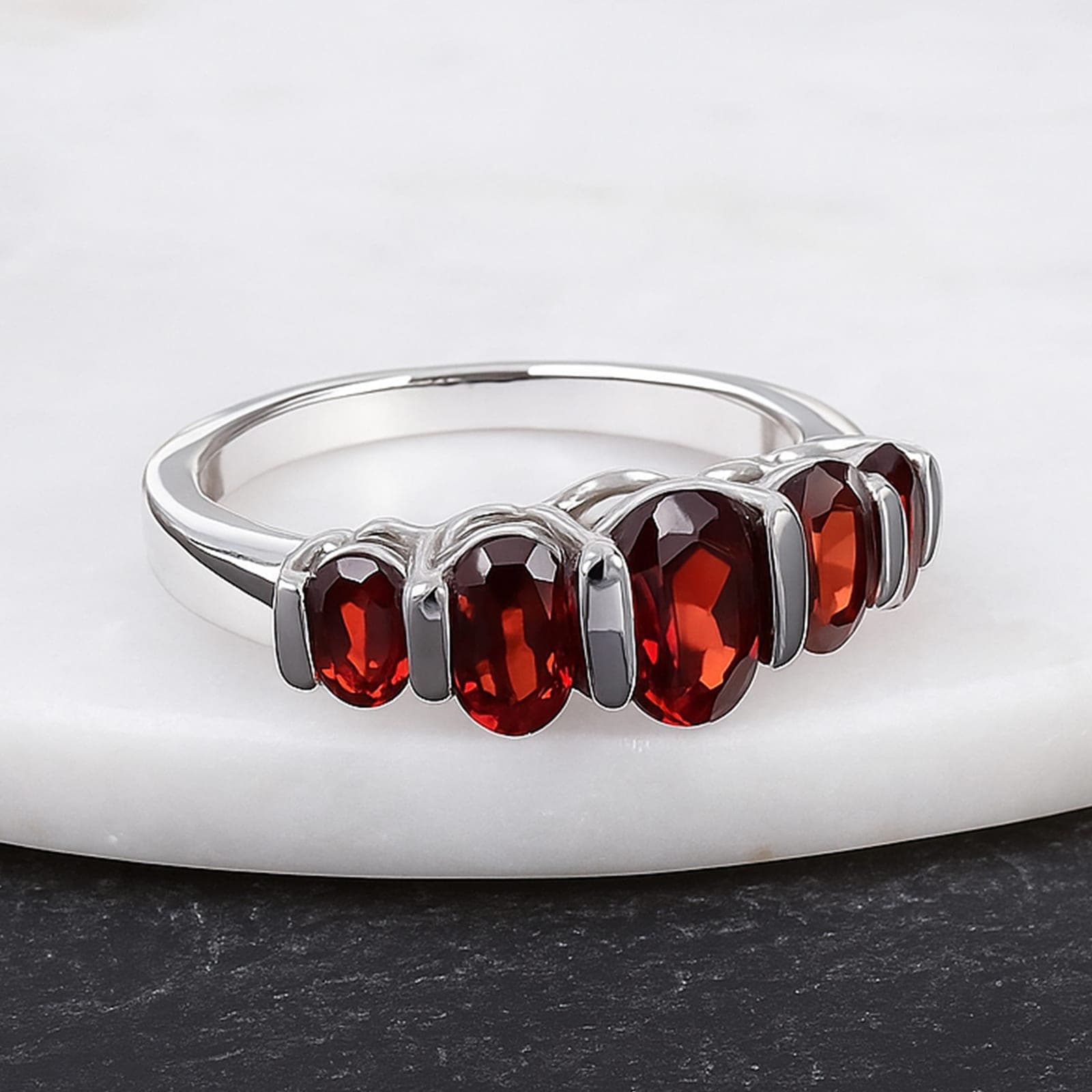 Oval Garnet Band Ring