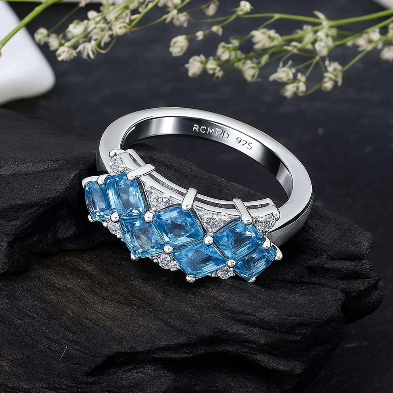 Geometric Blue Topaz Ring alternate view