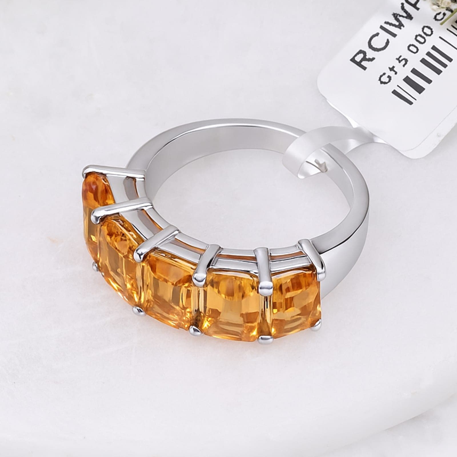 Emerald Cut Citrine Band Ring alternate view