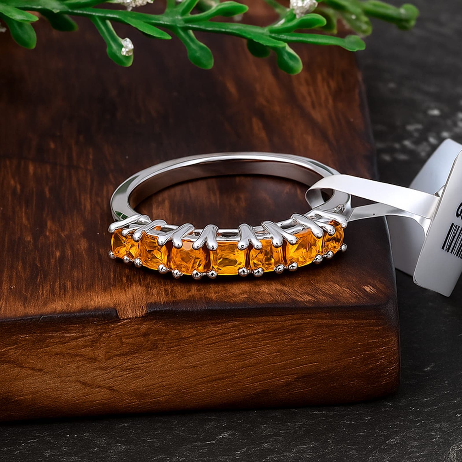 Golden Topaz Half Eternity Ring in Silver alternate view