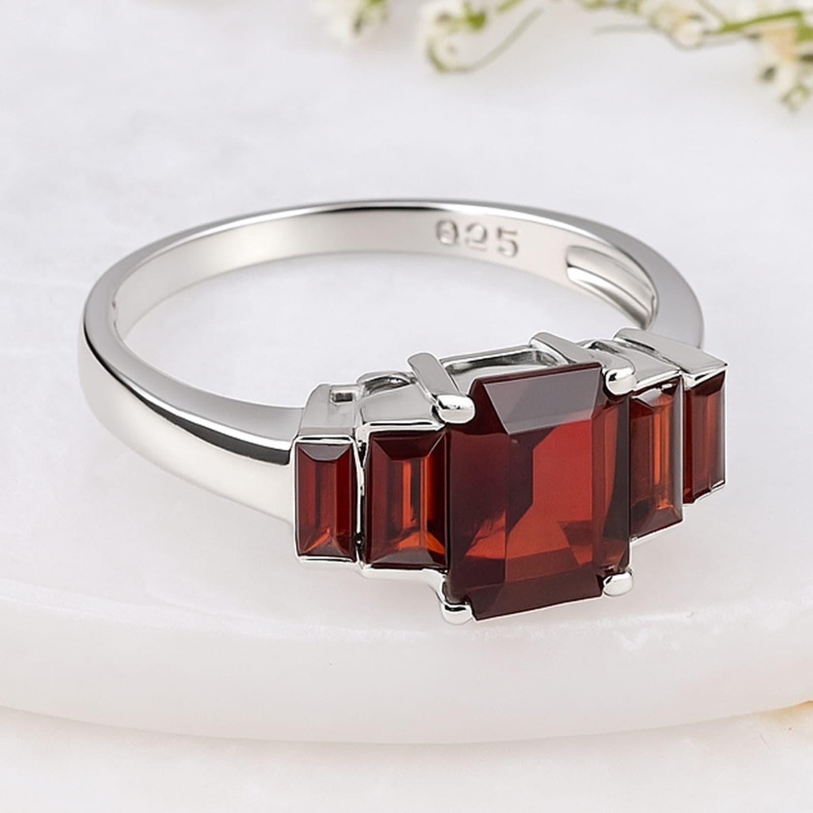 Emerald Cut Garnet Statement Ring