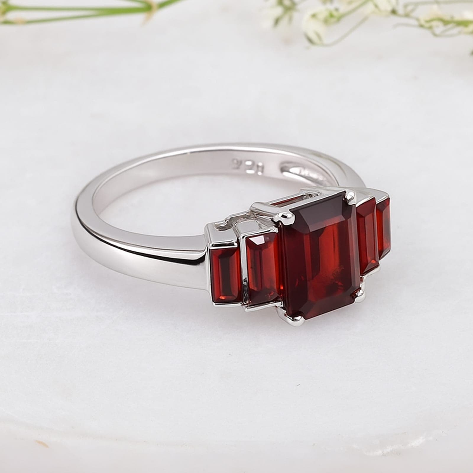 Emerald Cut Garnet Statement Ring alternate view