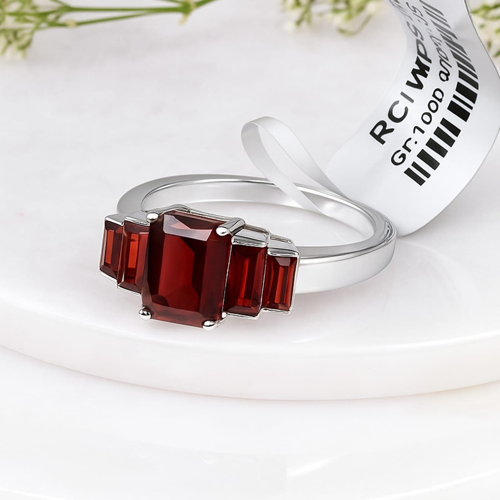 Emerald Cut Garnet Statement Ring