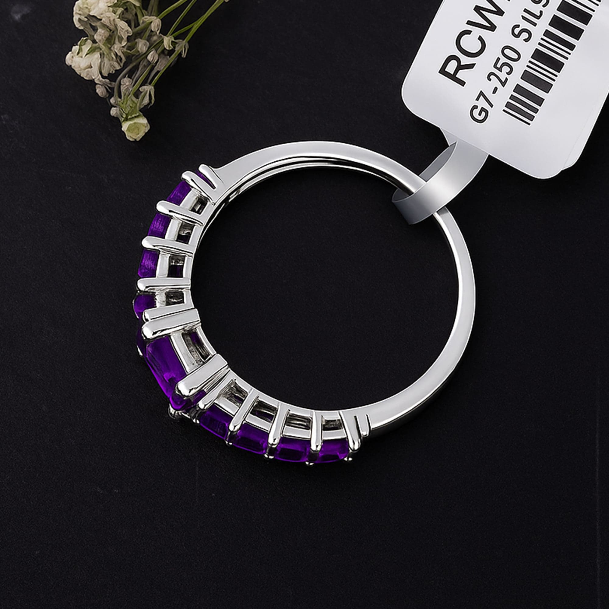 Square Cut Amethyst Band Ring alternate view