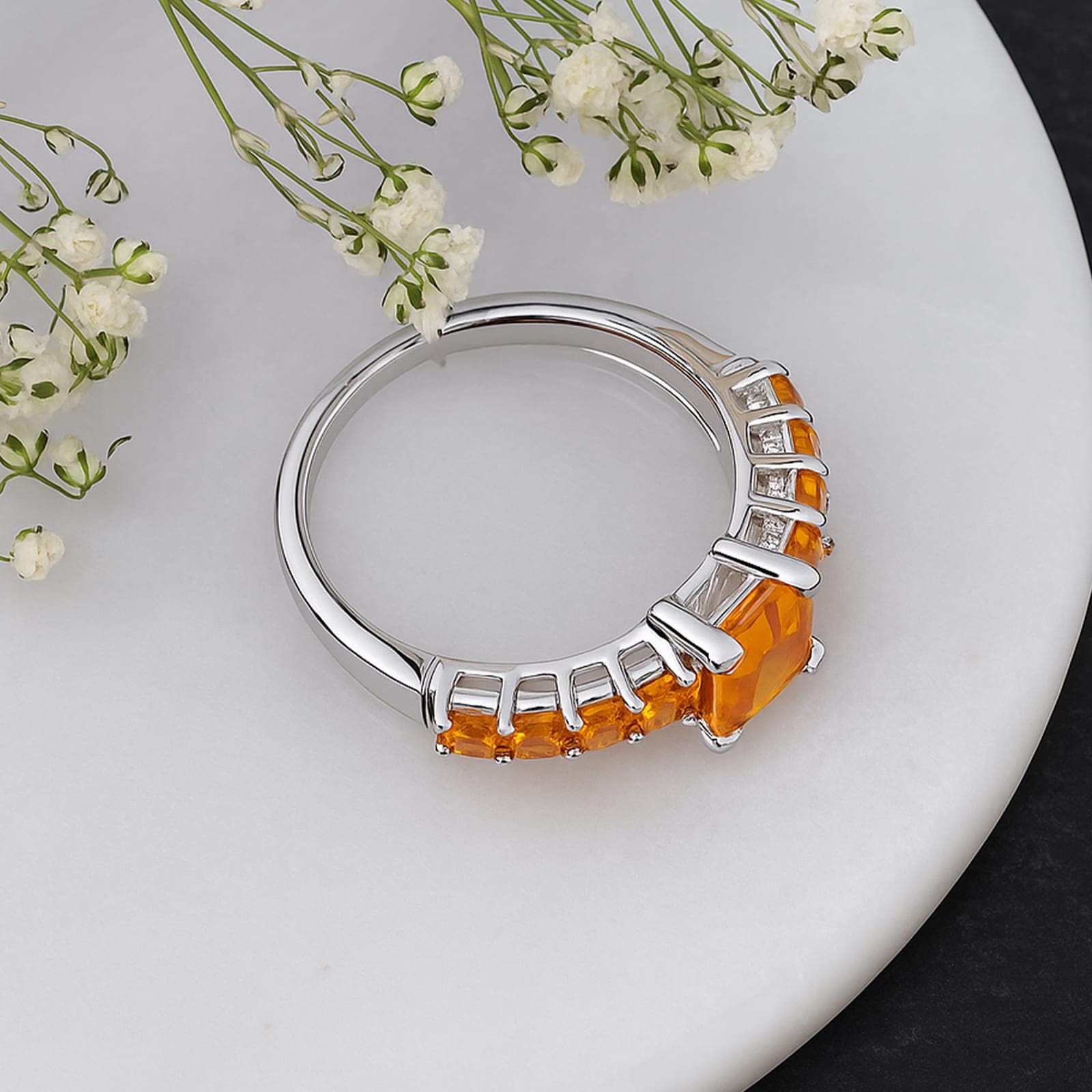 Square Cut Citrine Elegant Ring
