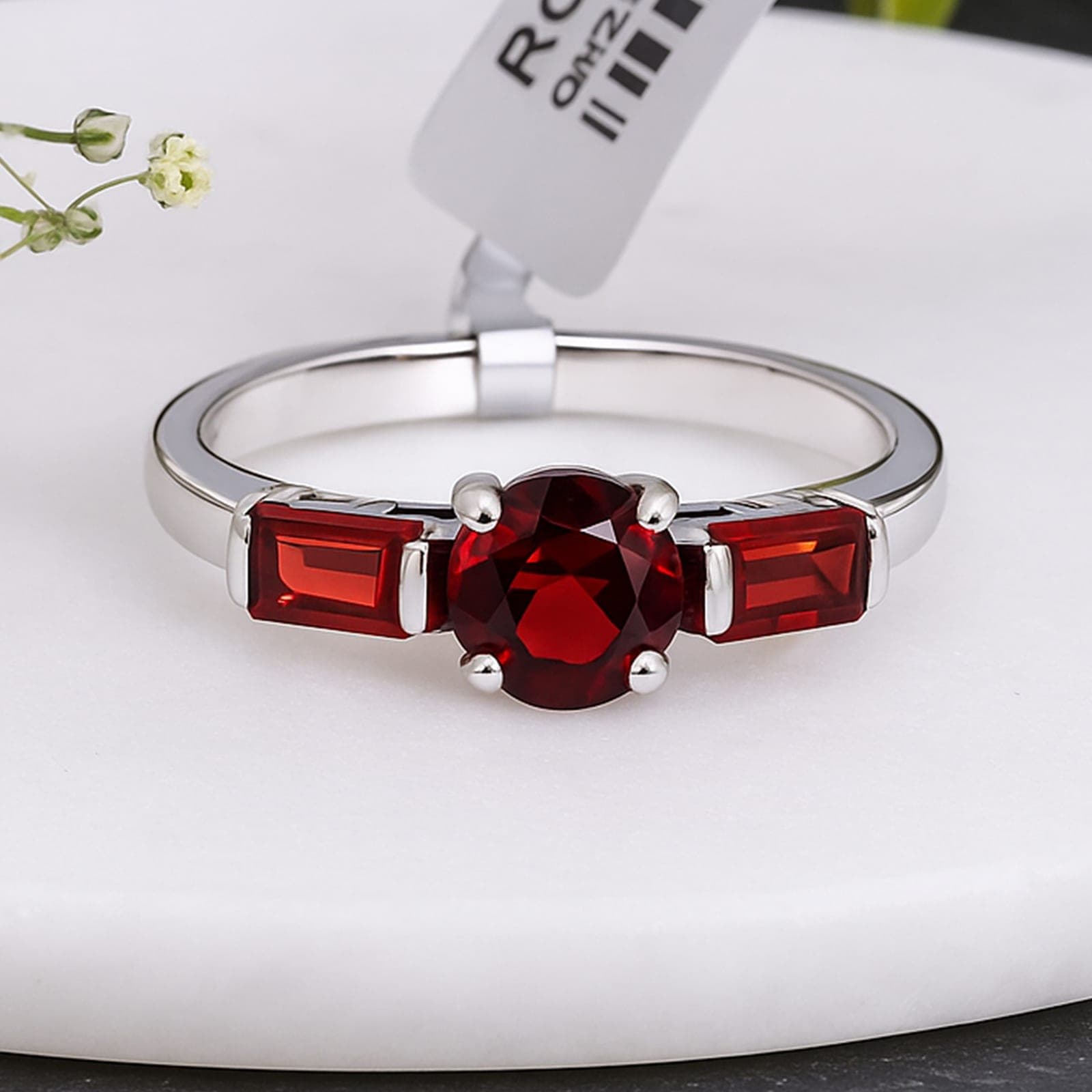 Crimson Trinity Garnet Ring