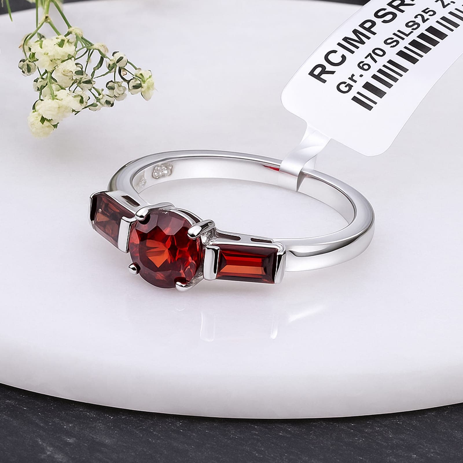 Crimson Trinity Garnet Ring alternate view