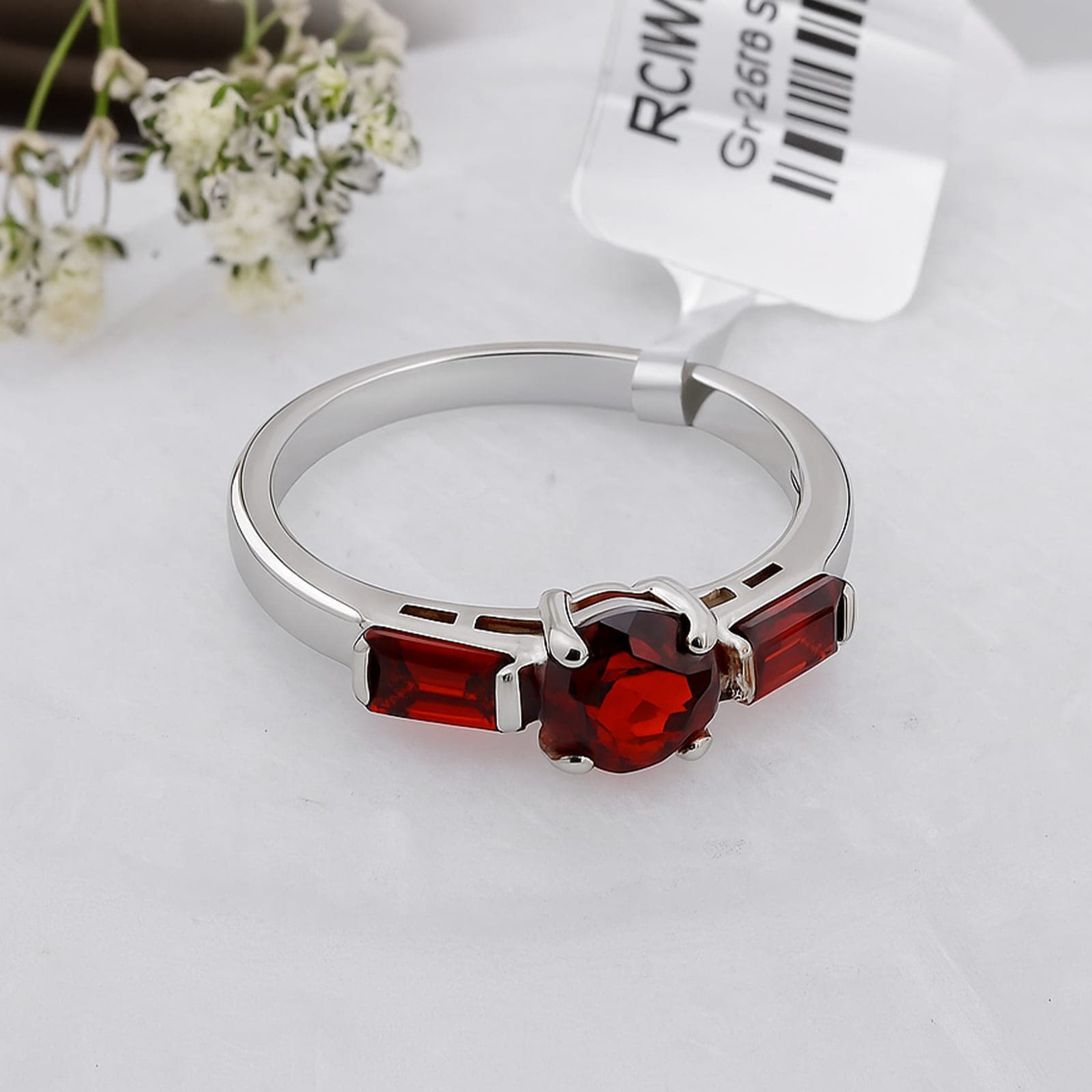 Crimson Trinity Garnet Ring