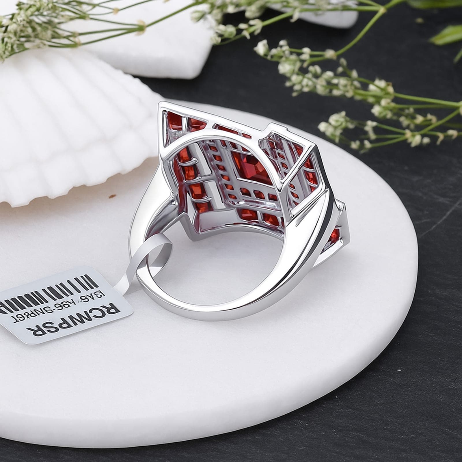 Regal Mosaic Garnet Statement Ring