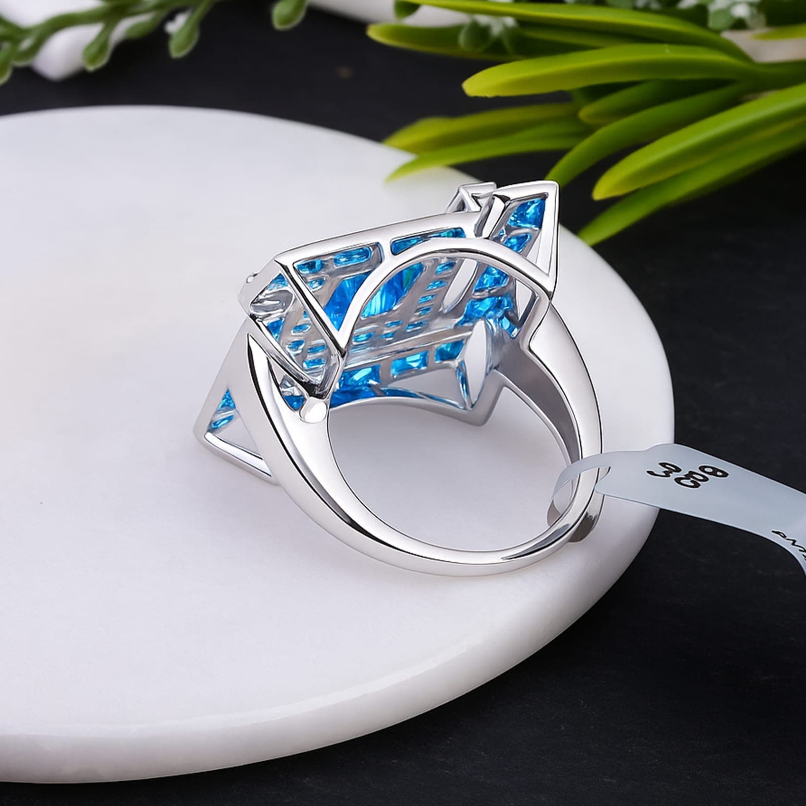 Azure Mosaic Swiss Blue Topaz Statement Ring