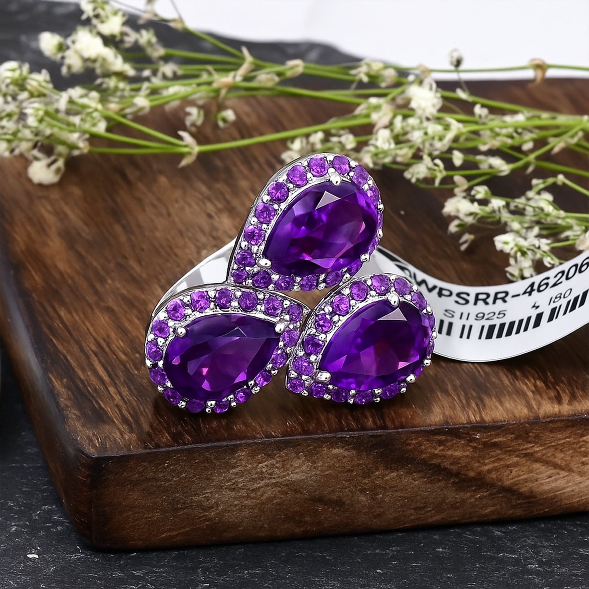 Trinity Glow Amethyst Ring