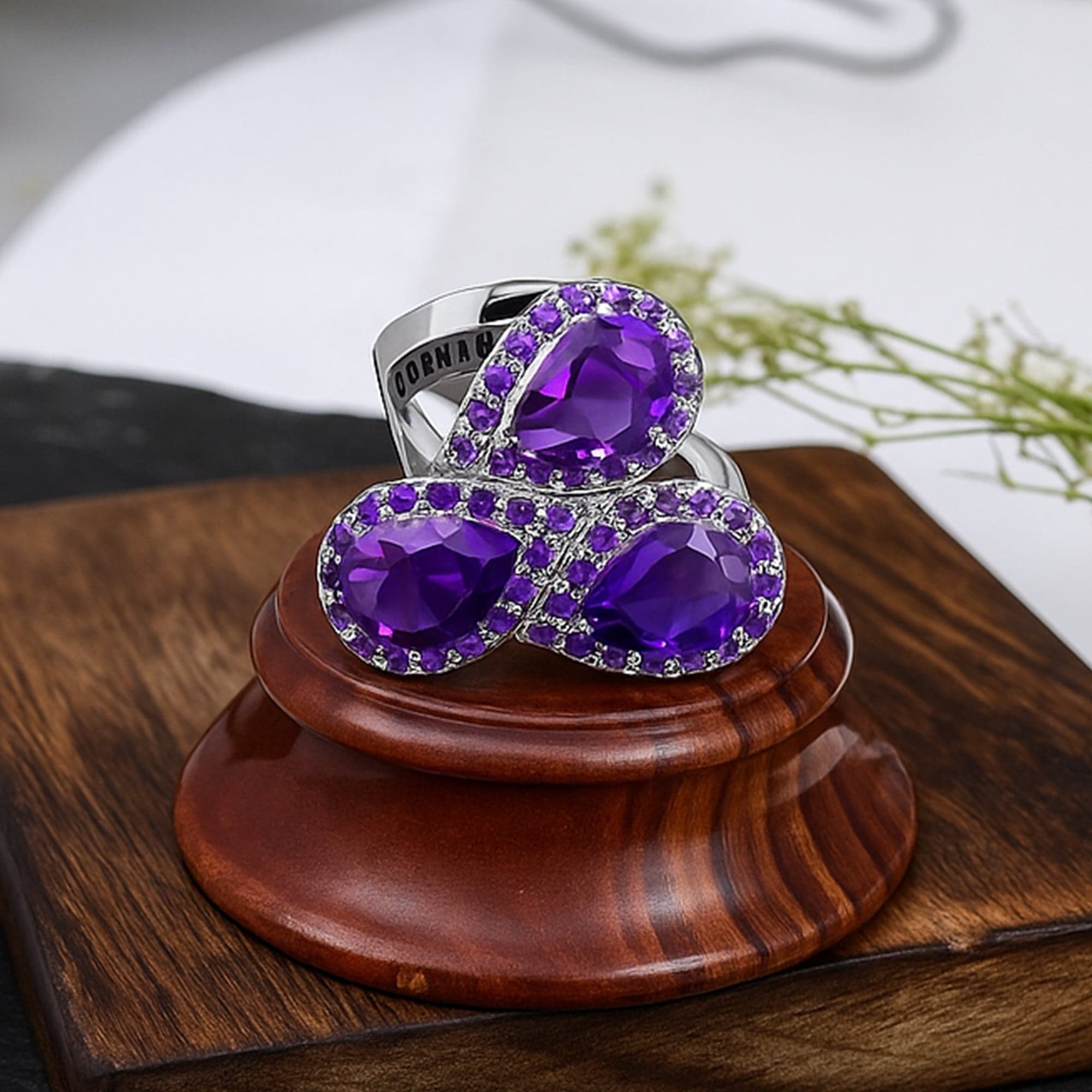 Trinity Glow Amethyst Ring
