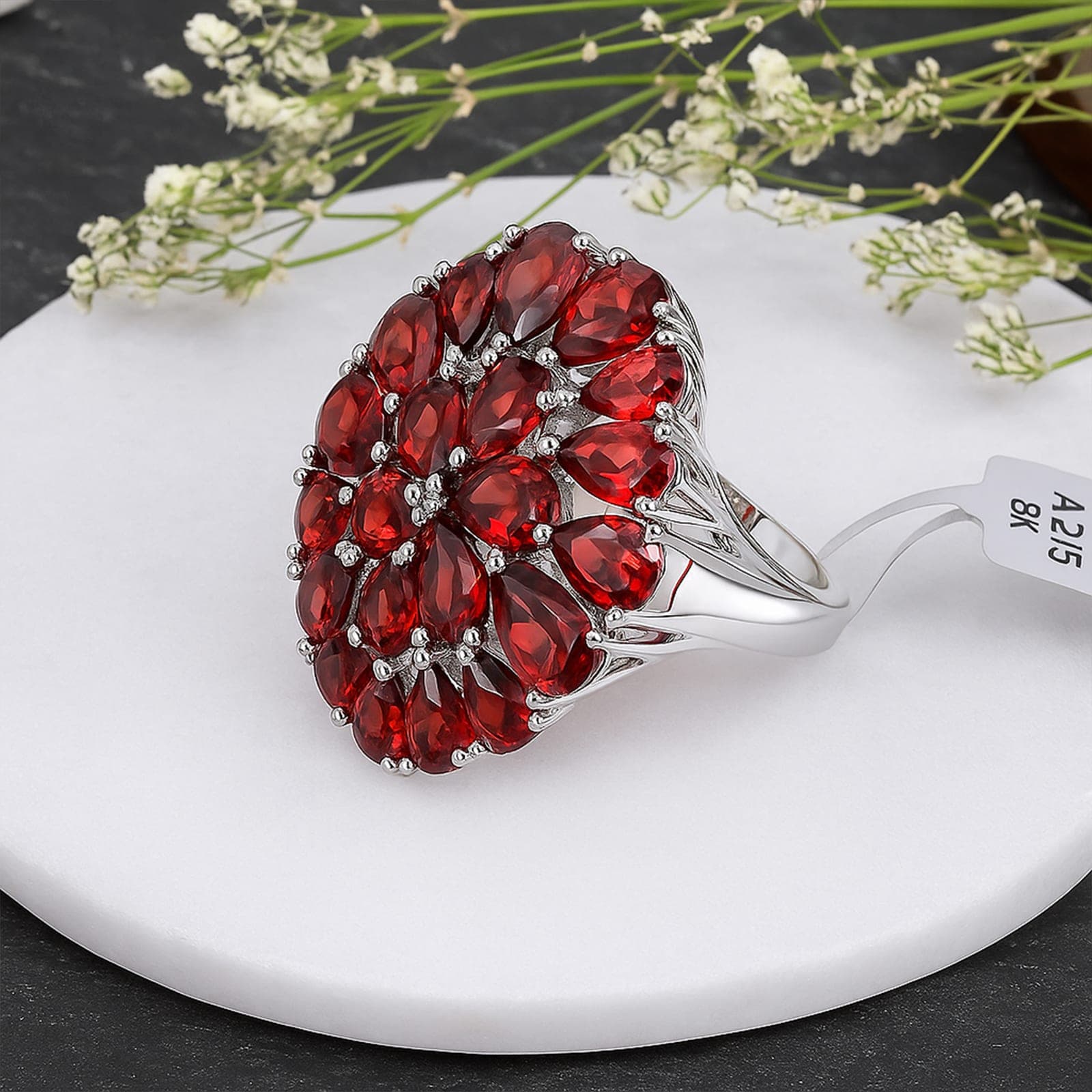Crimson Bloom Garnet Ring alternate view