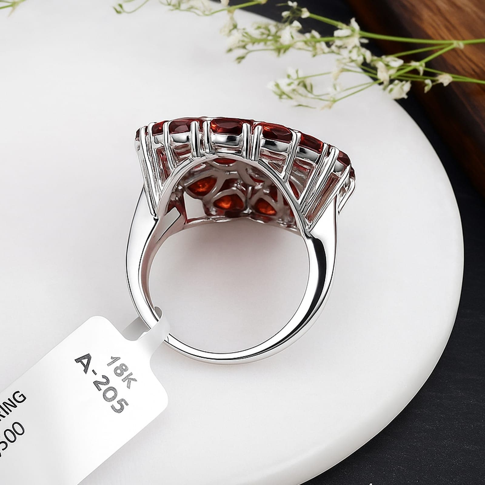 Crimson Bloom Garnet Ring