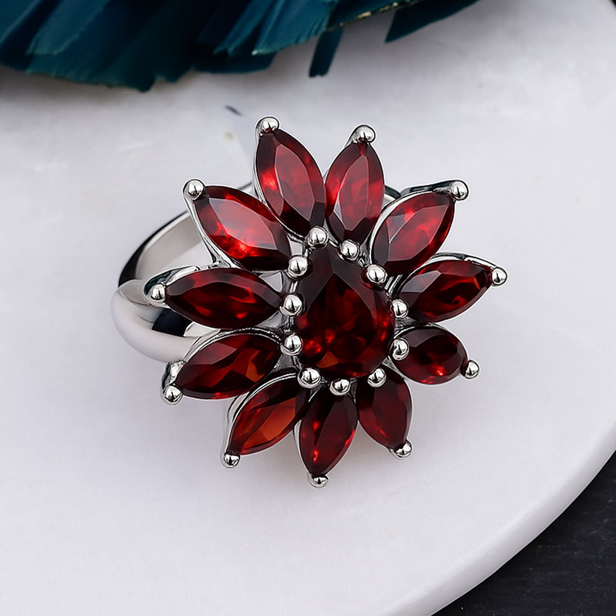Scarlet Bloom Garnet Ring alternate view