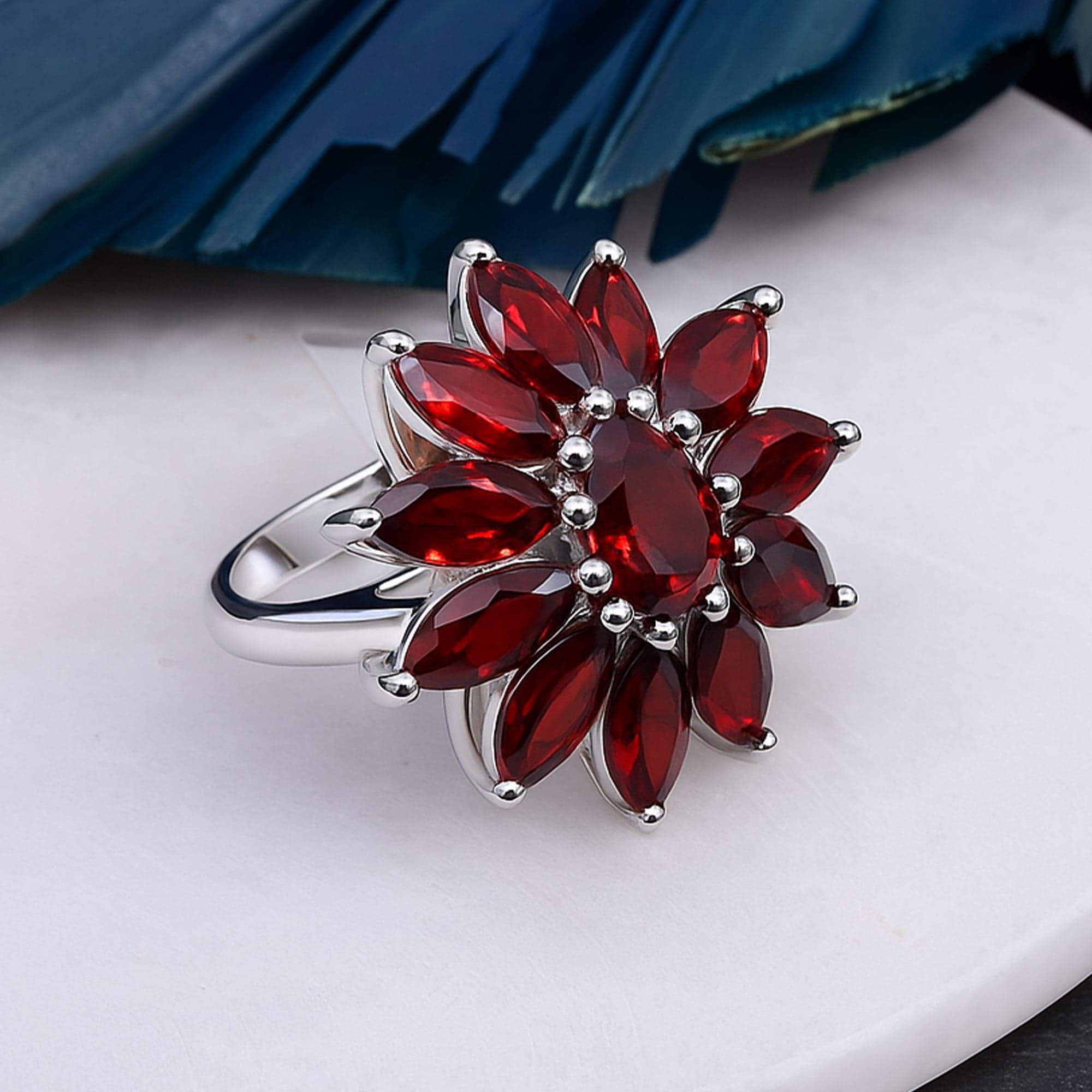 Scarlet Bloom Garnet Ring