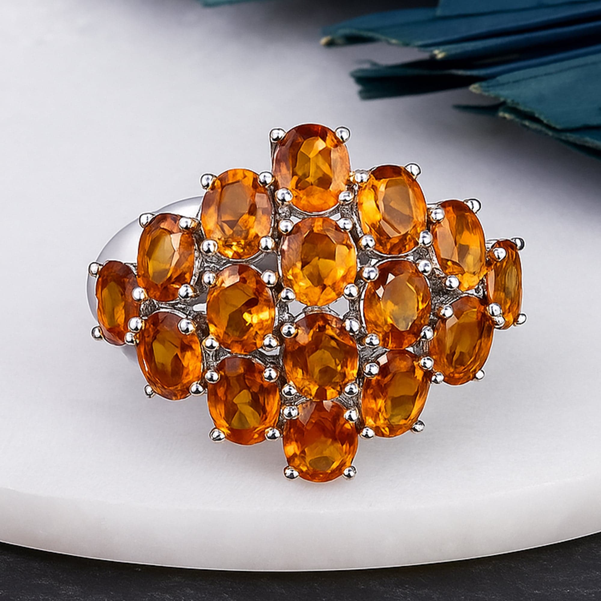 Sunburst Topaz Cluster Ring