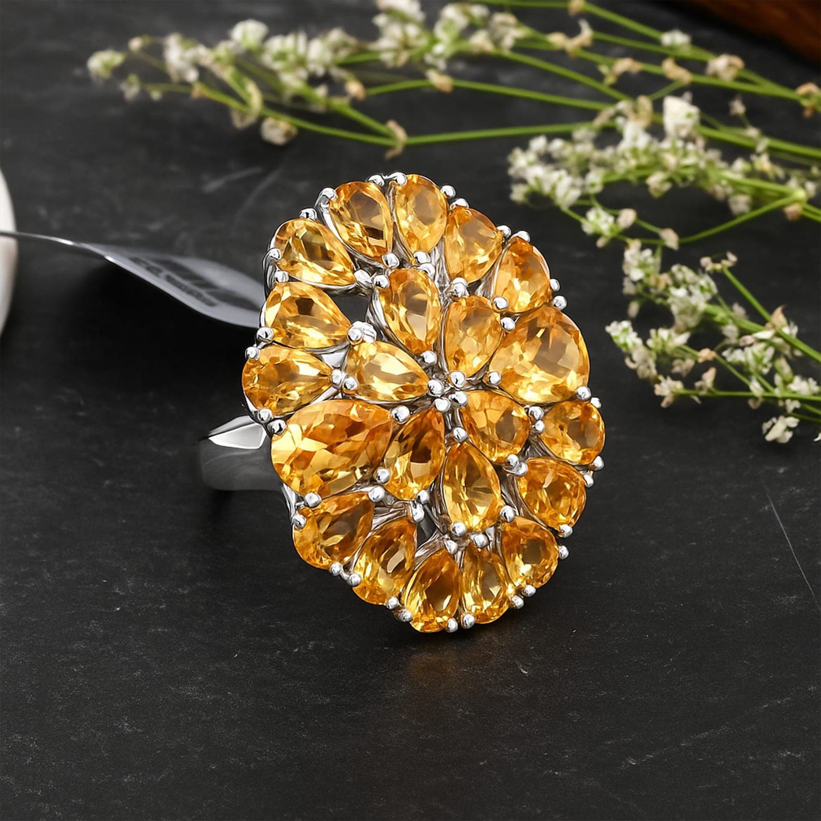 Citrine Floral Cluster Statement Ring alternate view