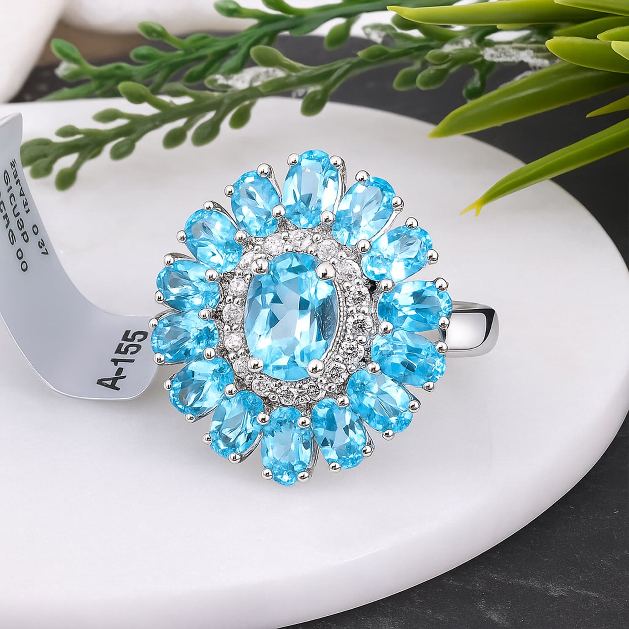 Celestial Bloom Blue Topaz Ring alternate view