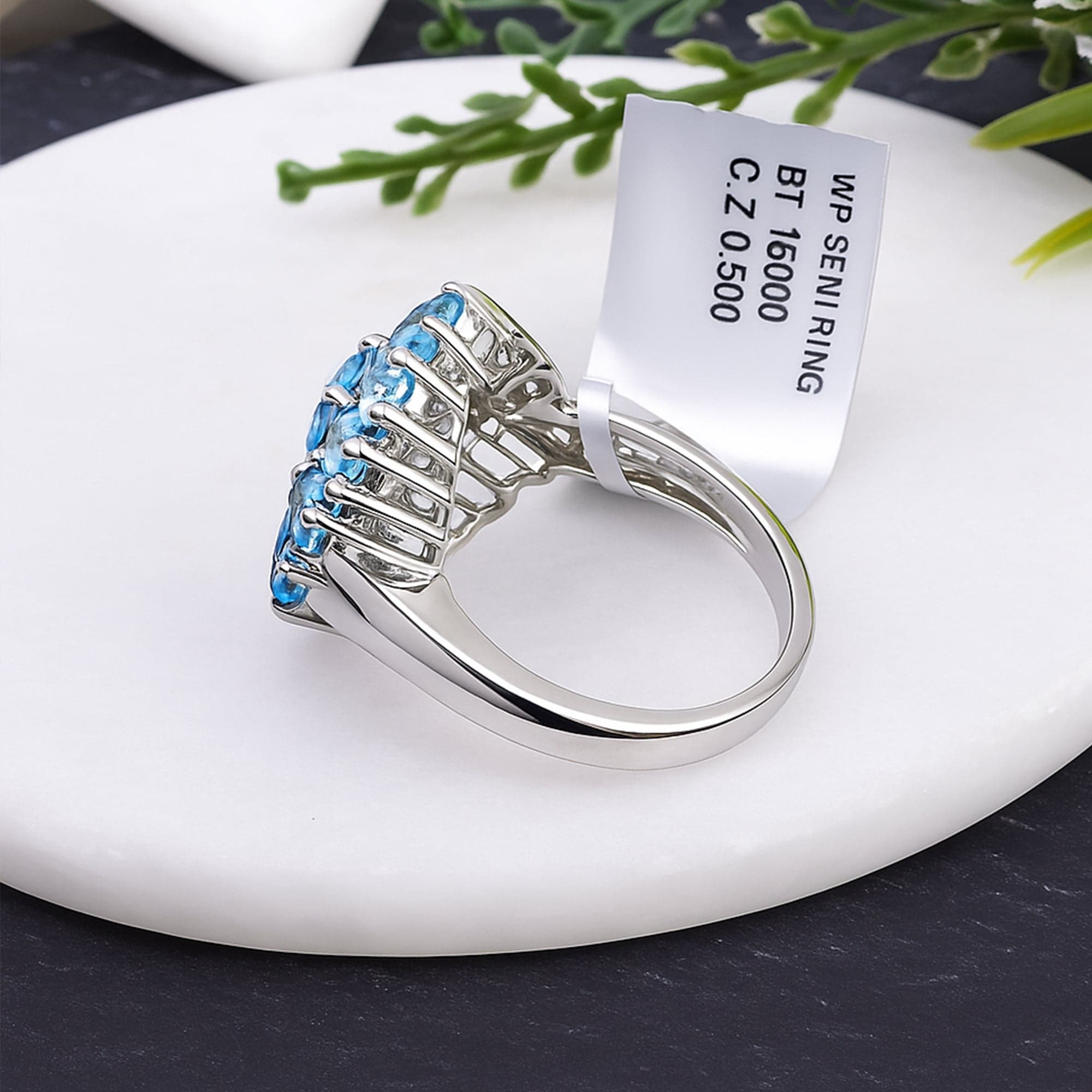 Celestial Bloom Blue Topaz Ring