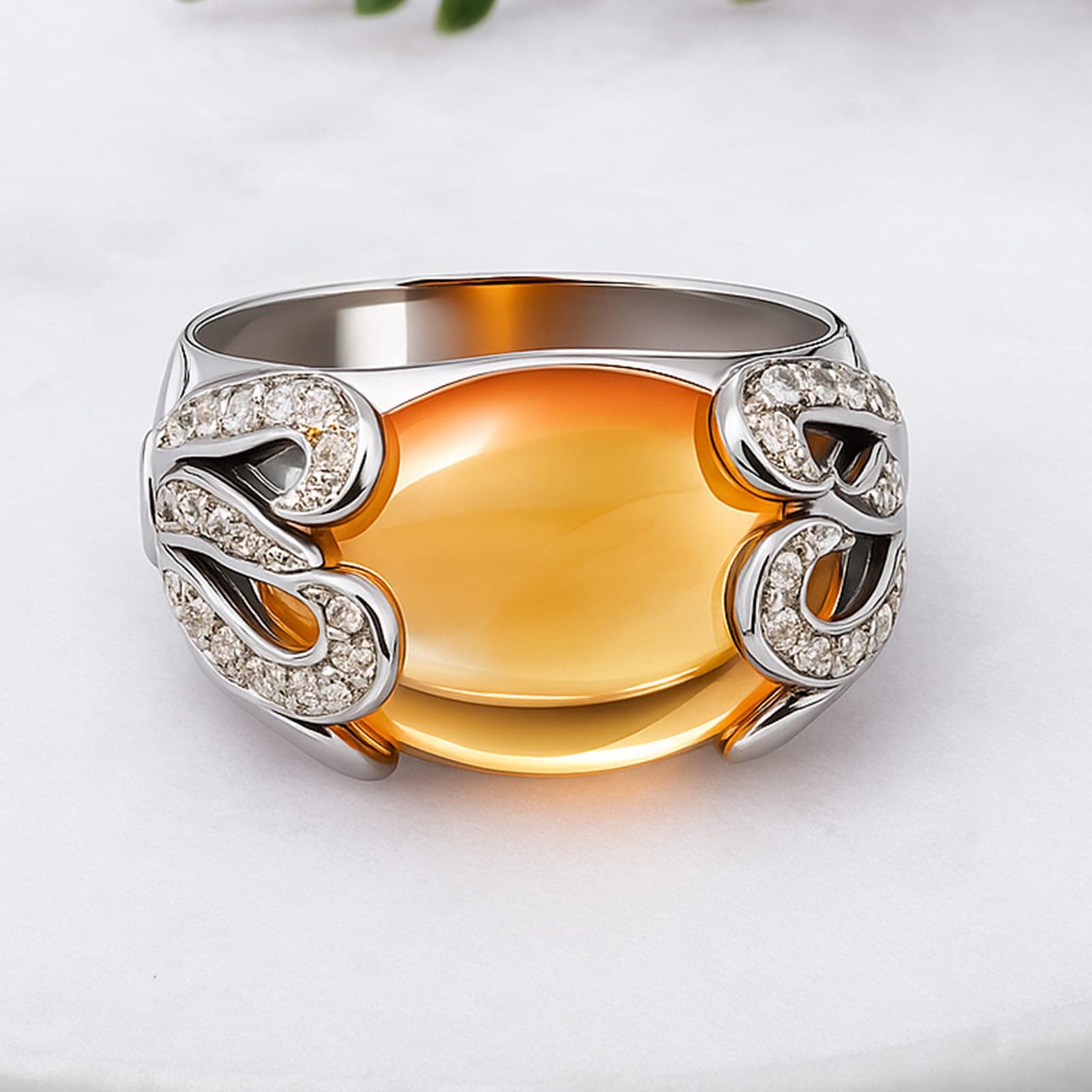 Golden Aura Citrine Statement Ring