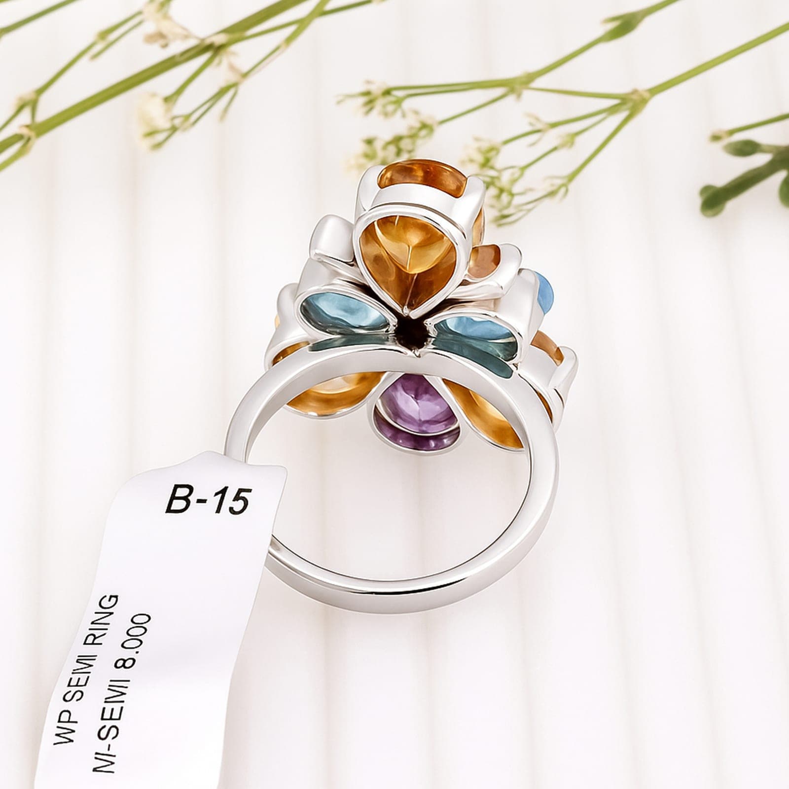 Prismatic Bloom Multi-Gem Ring
