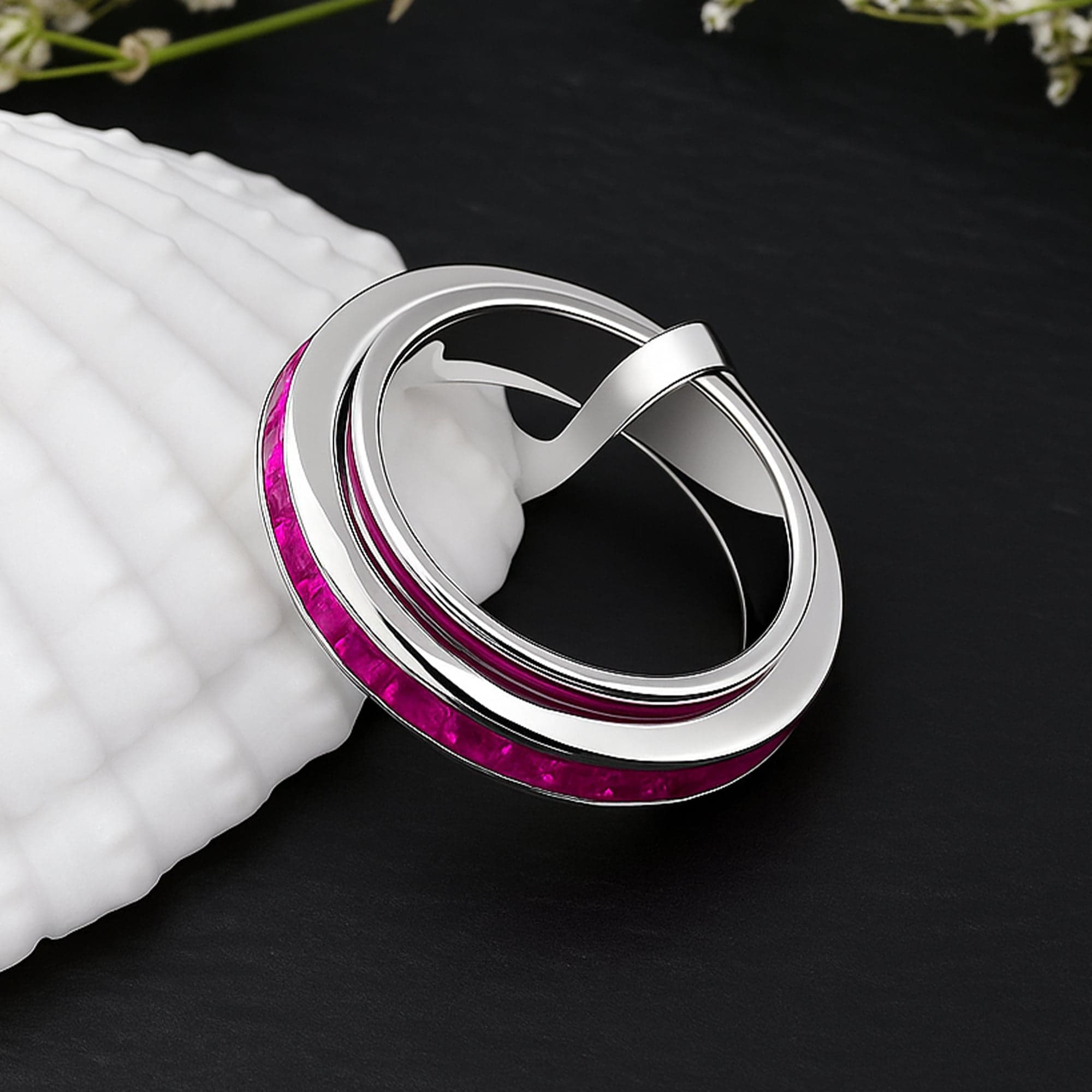 Eternal Motion Ruby Emerald Spinner Band alternate view
