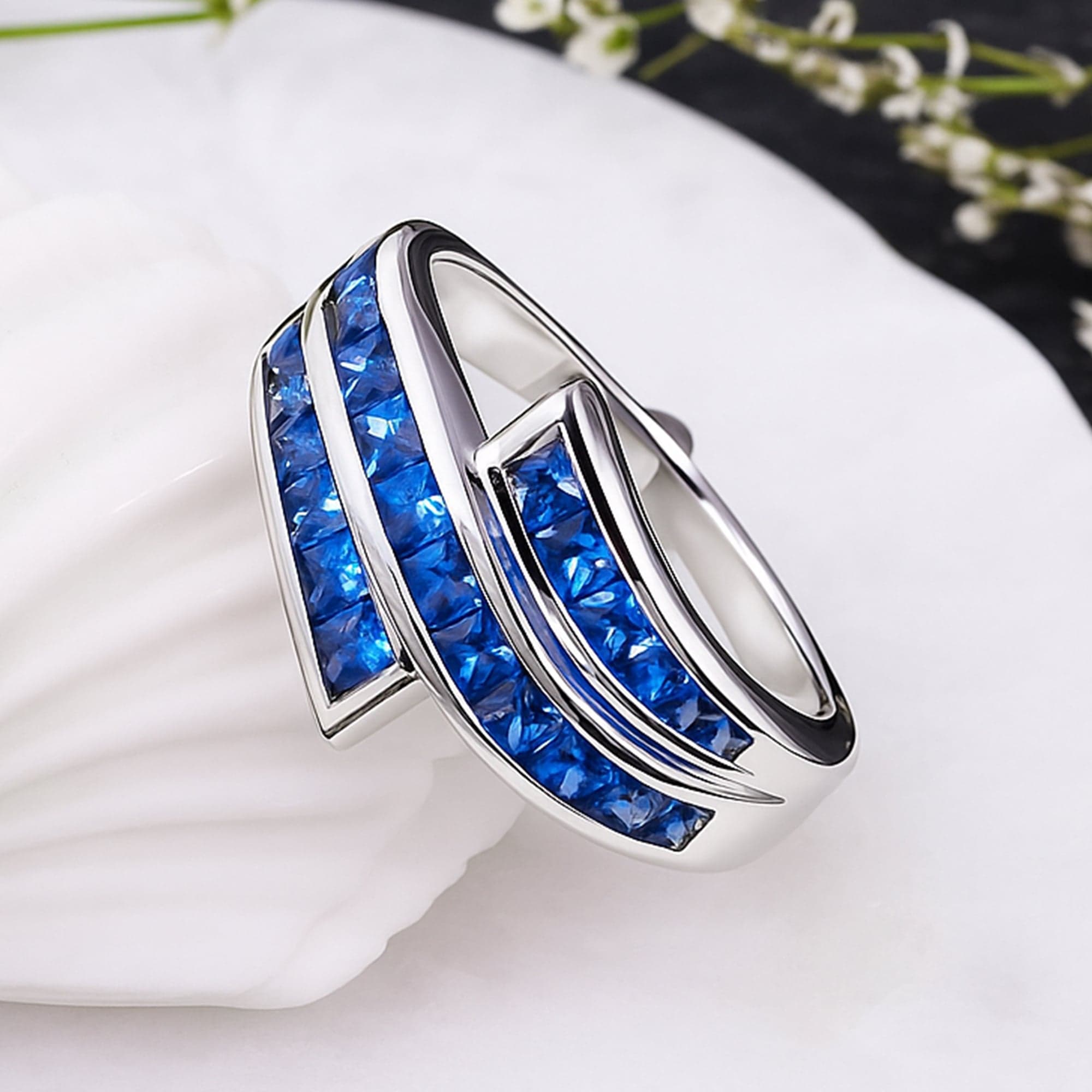 Midnight Arc Blue Sapphire Ring