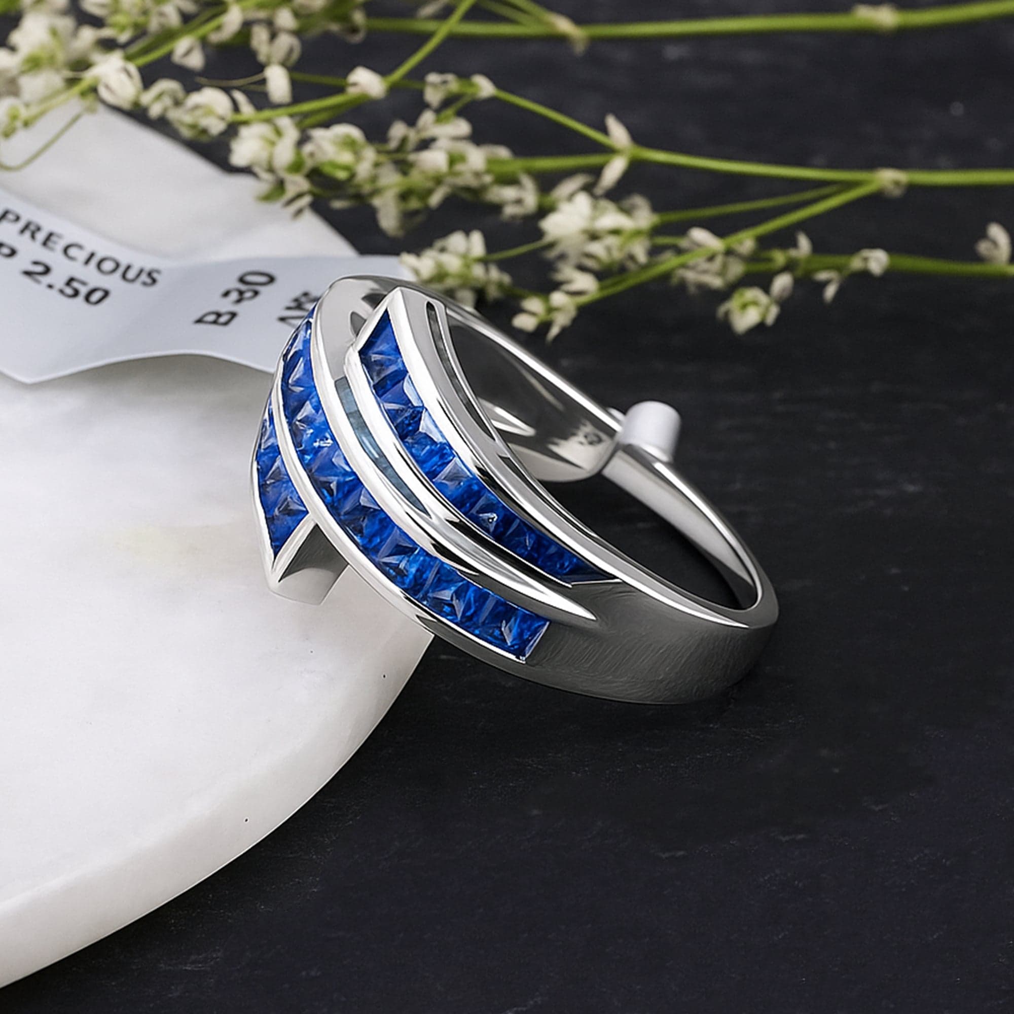 Midnight Arc Blue Sapphire Ring