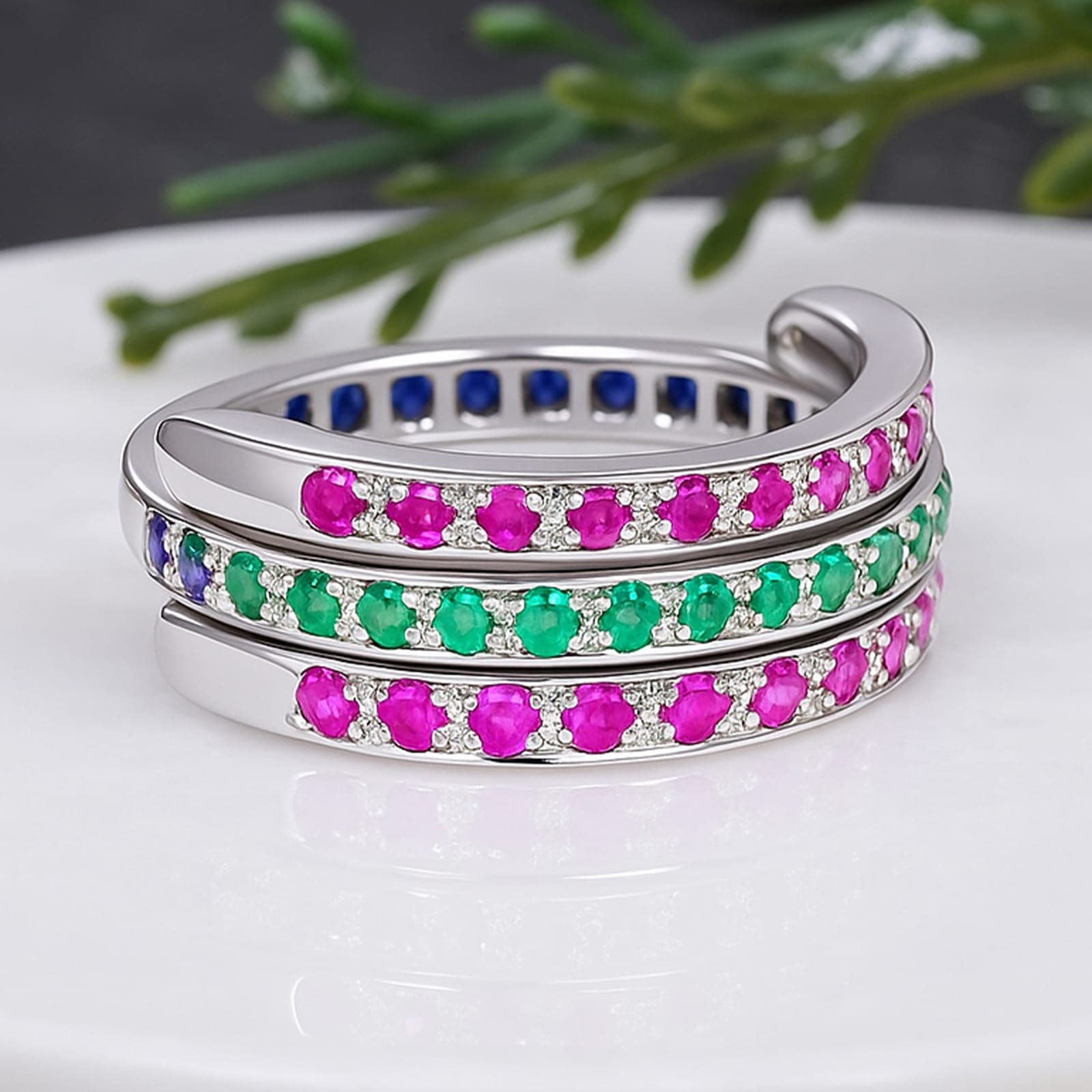 Trinity Twist Reversible Gem Symphony Ring