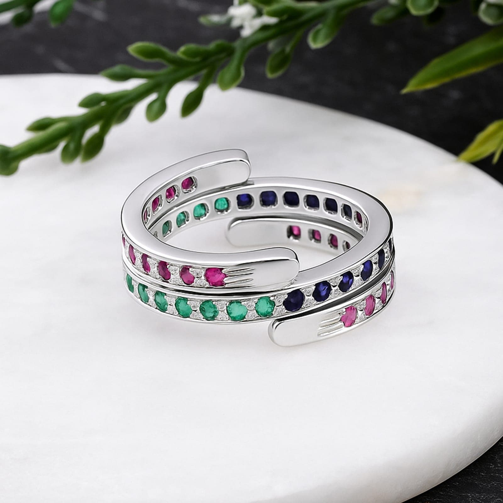 Trinity Twist Reversible Gem Symphony Ring