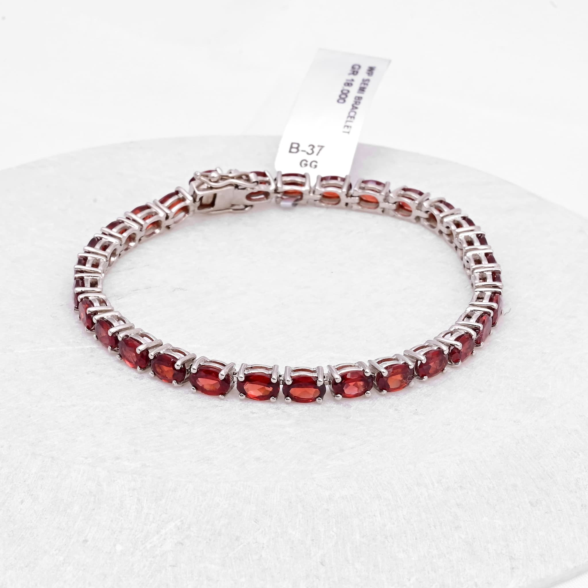 Oval Garnet Tennis Bracelet in Silver alternate view
