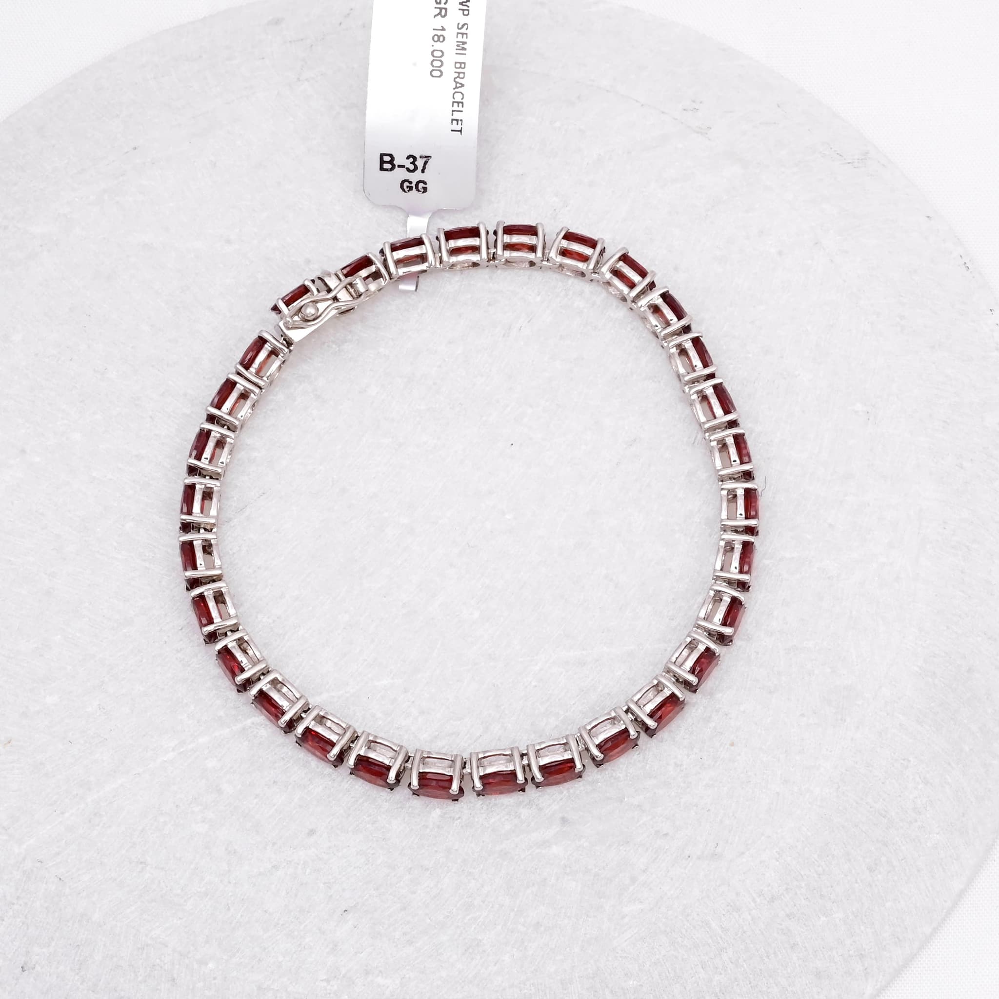 Oval Garnet Tennis Bracelet in Silver