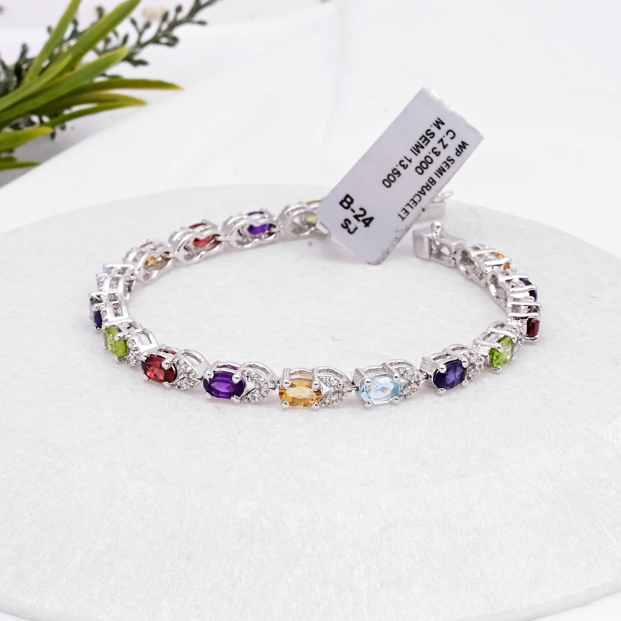 Multi Gemstone Bracelet in Silver