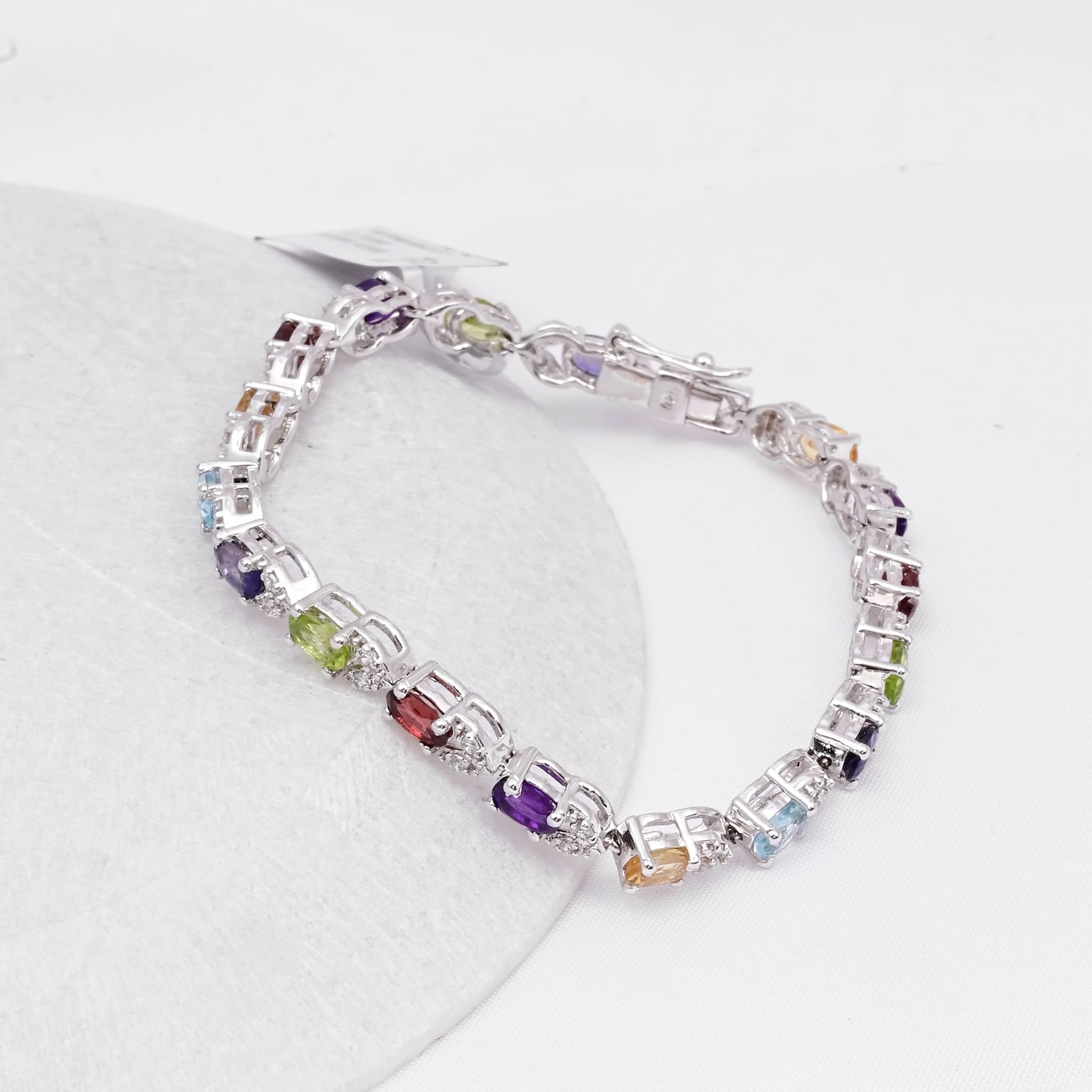 Multi Gemstone Bracelet in Silver