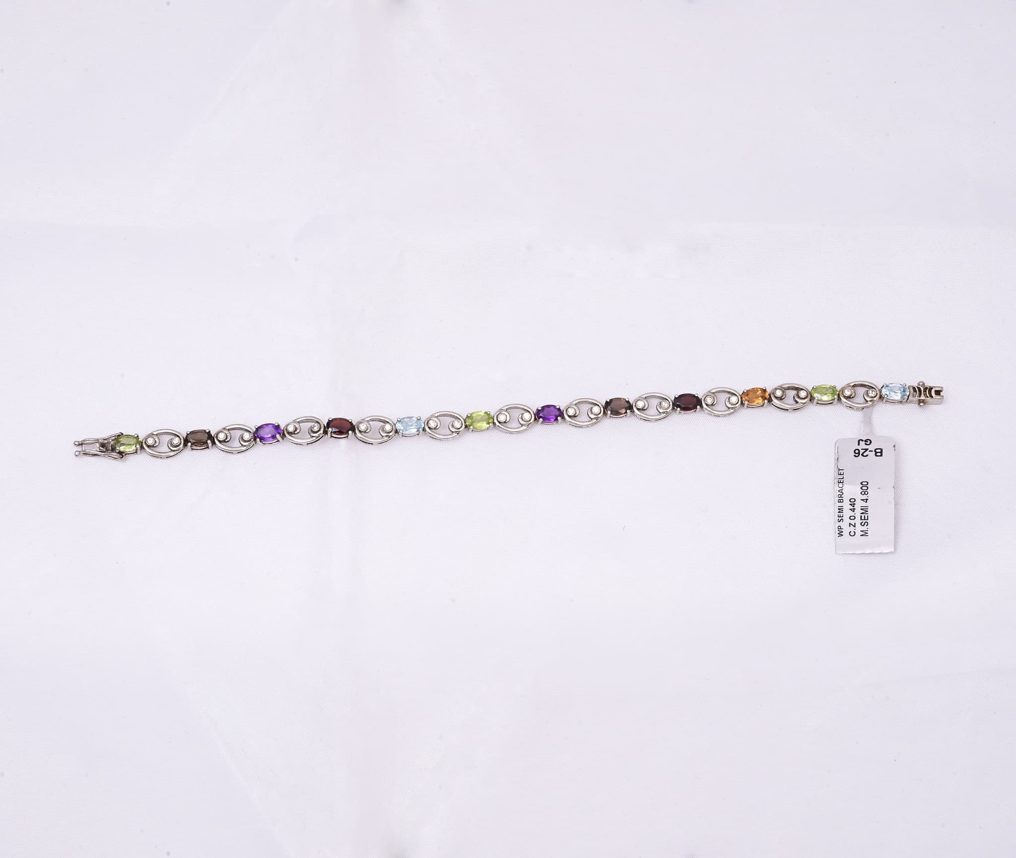 Amethyst Aquamarine Peridot Bracelet in Silver