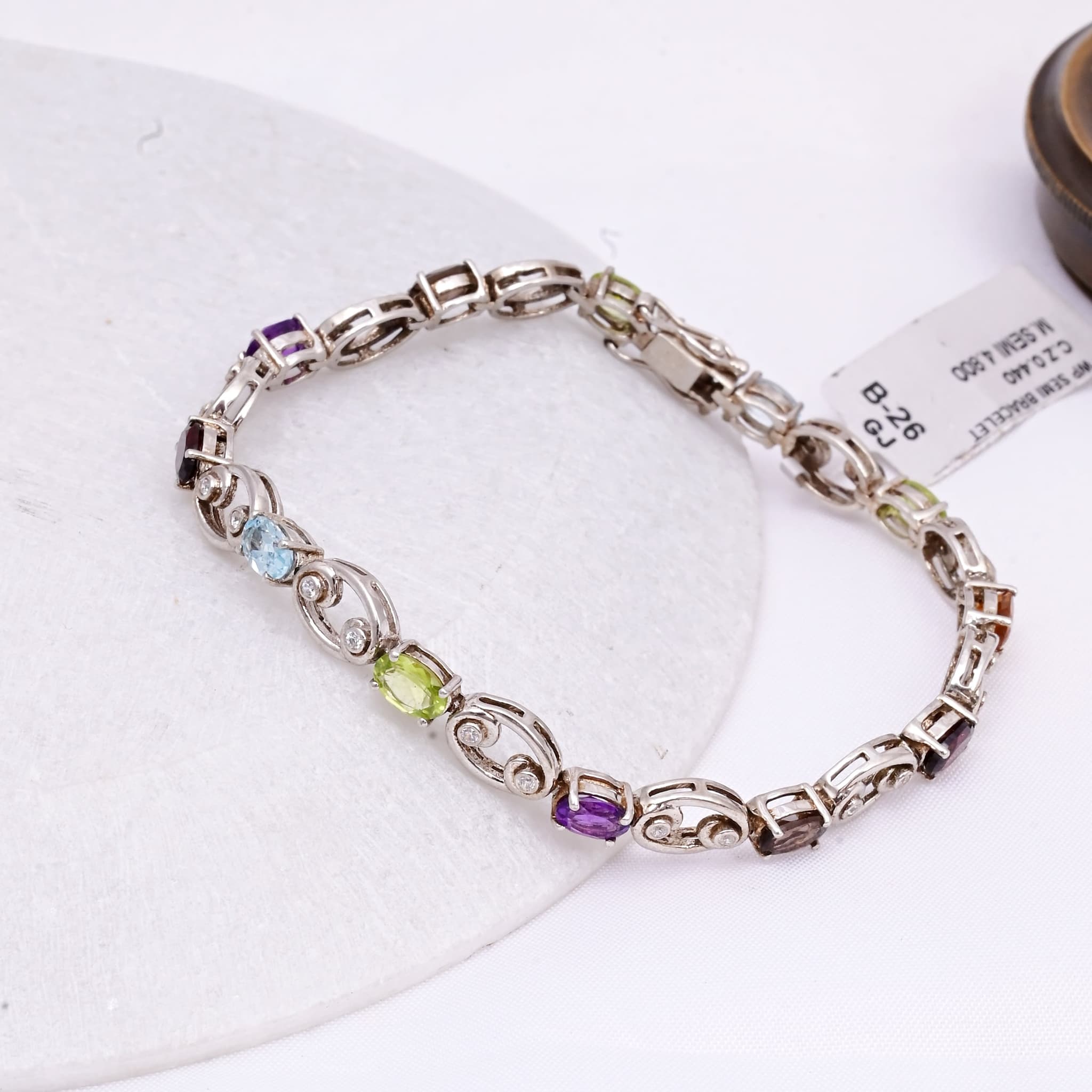Amethyst Aquamarine Peridot Bracelet in Silver alternate view