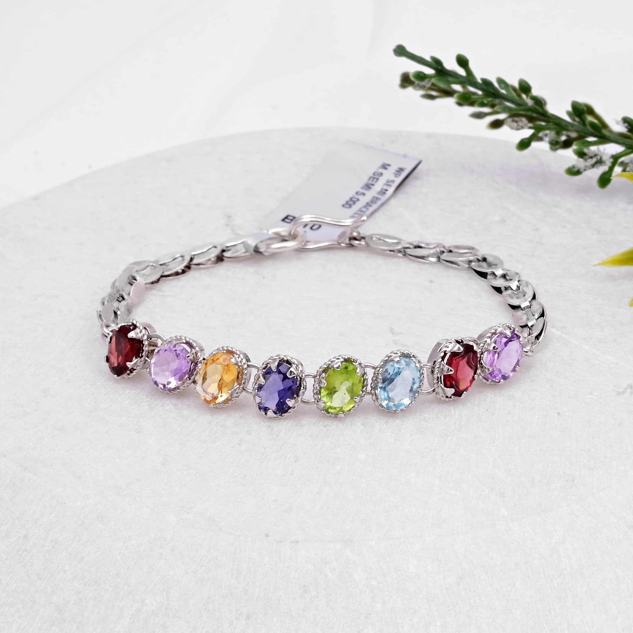 Multi Semi-PreciousGemstone Bracelet alternate view