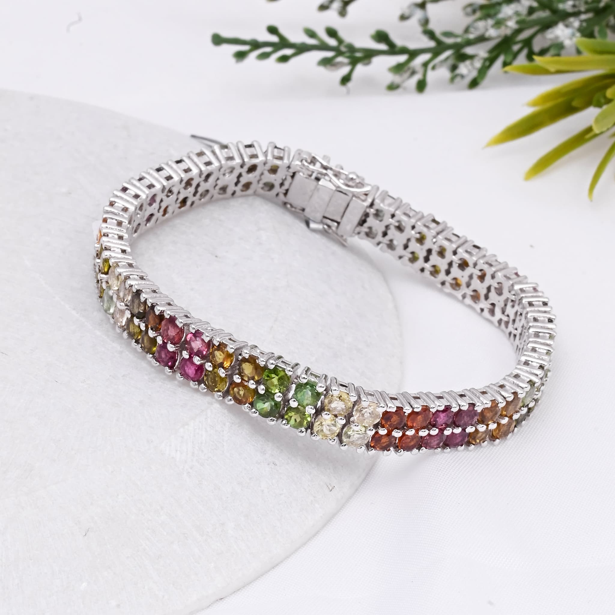 Prism Elegance Double Line Tourmaline Bracelet