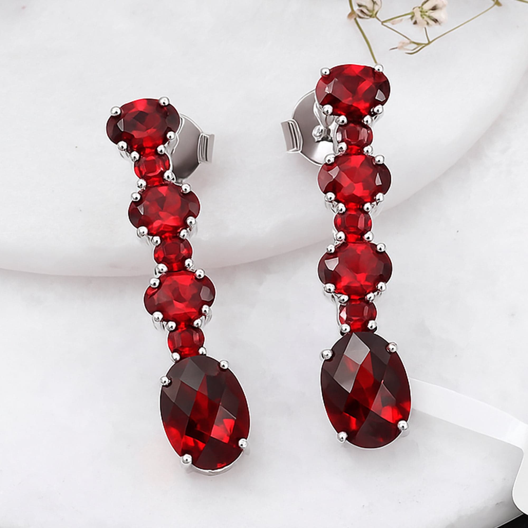 Red Garnet Statement Earrings