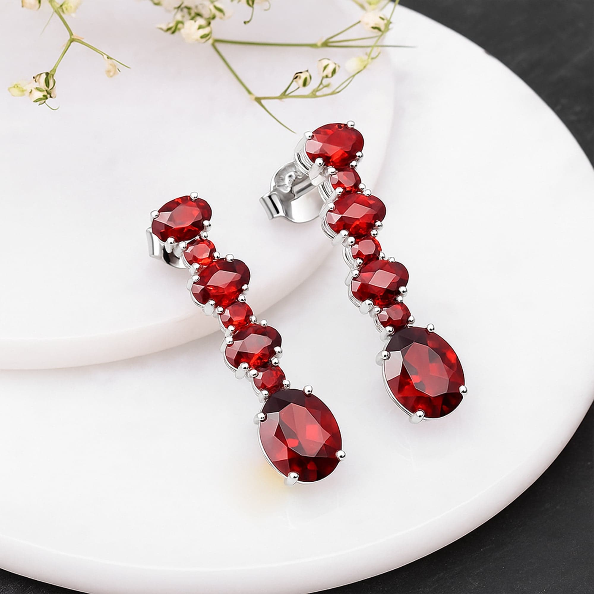 Red Garnet Statement Earrings alternate view