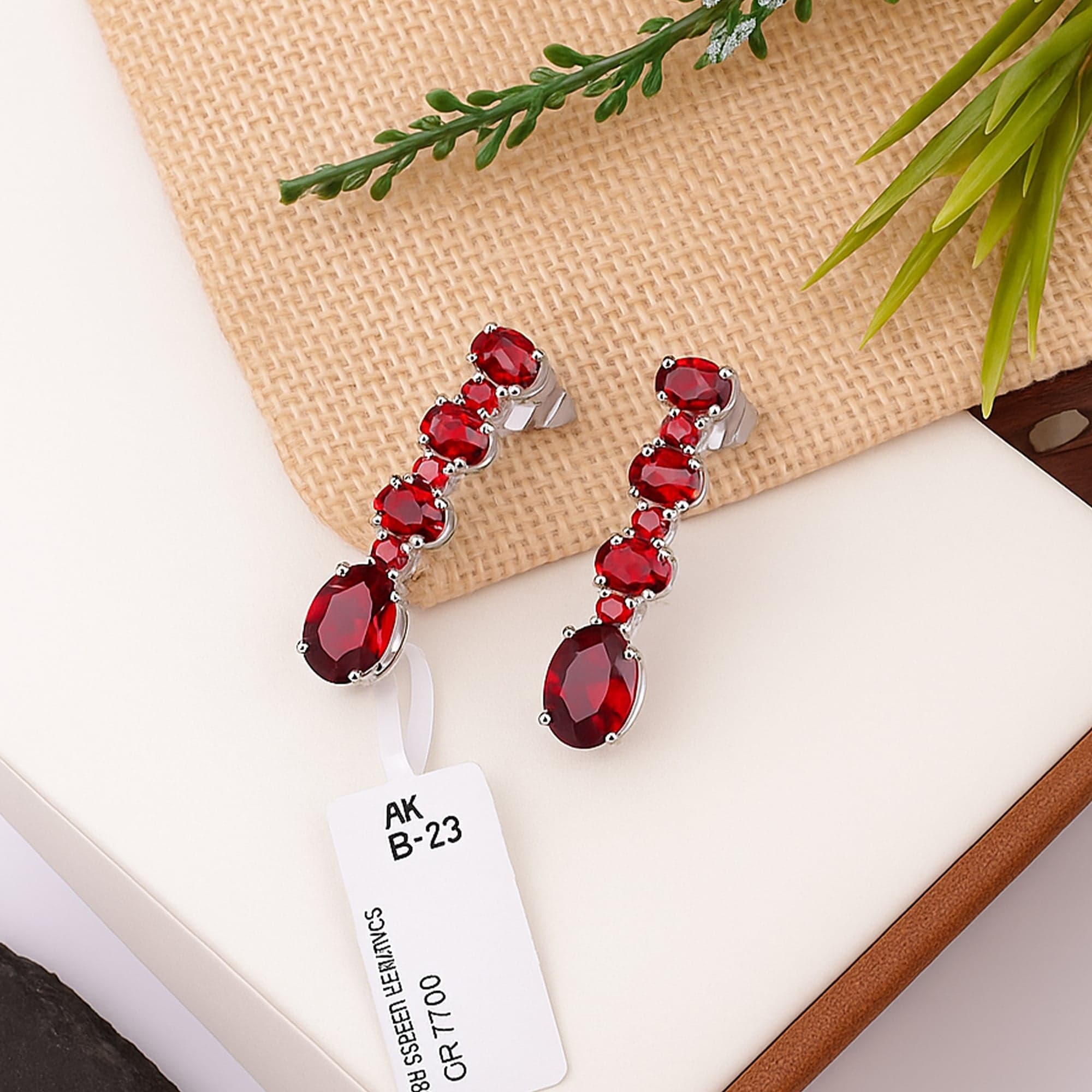 Red Garnet Statement Earrings