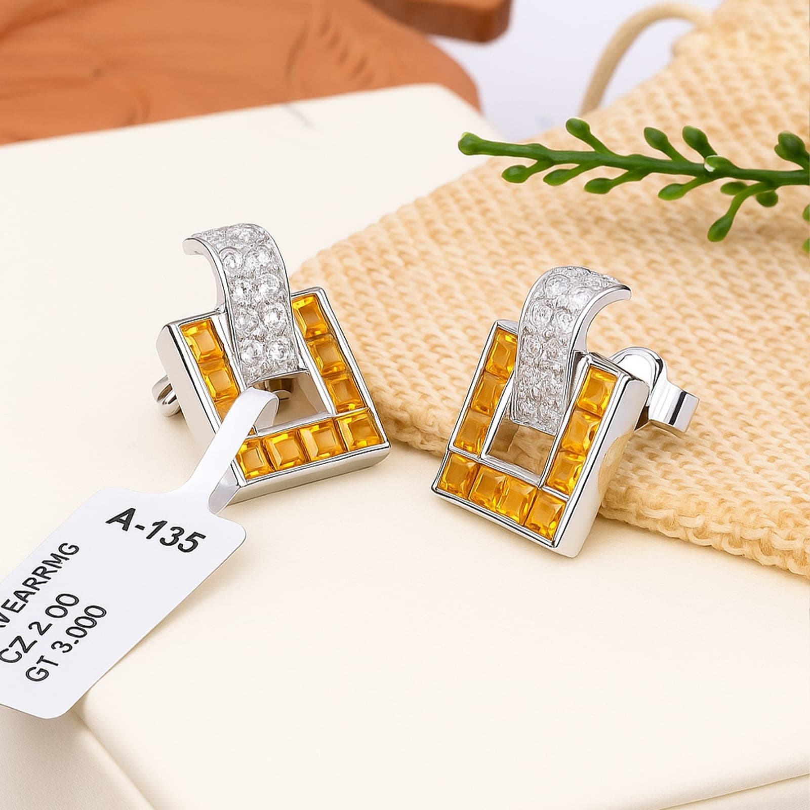 itrine & Moissanite Geometric Earrings in Silver alternate view