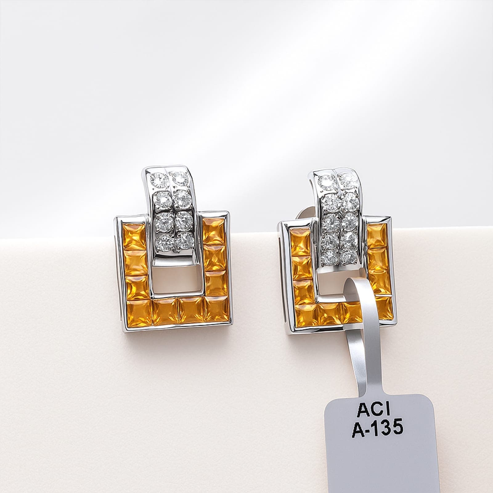 itrine & Moissanite Geometric Earrings in Silver