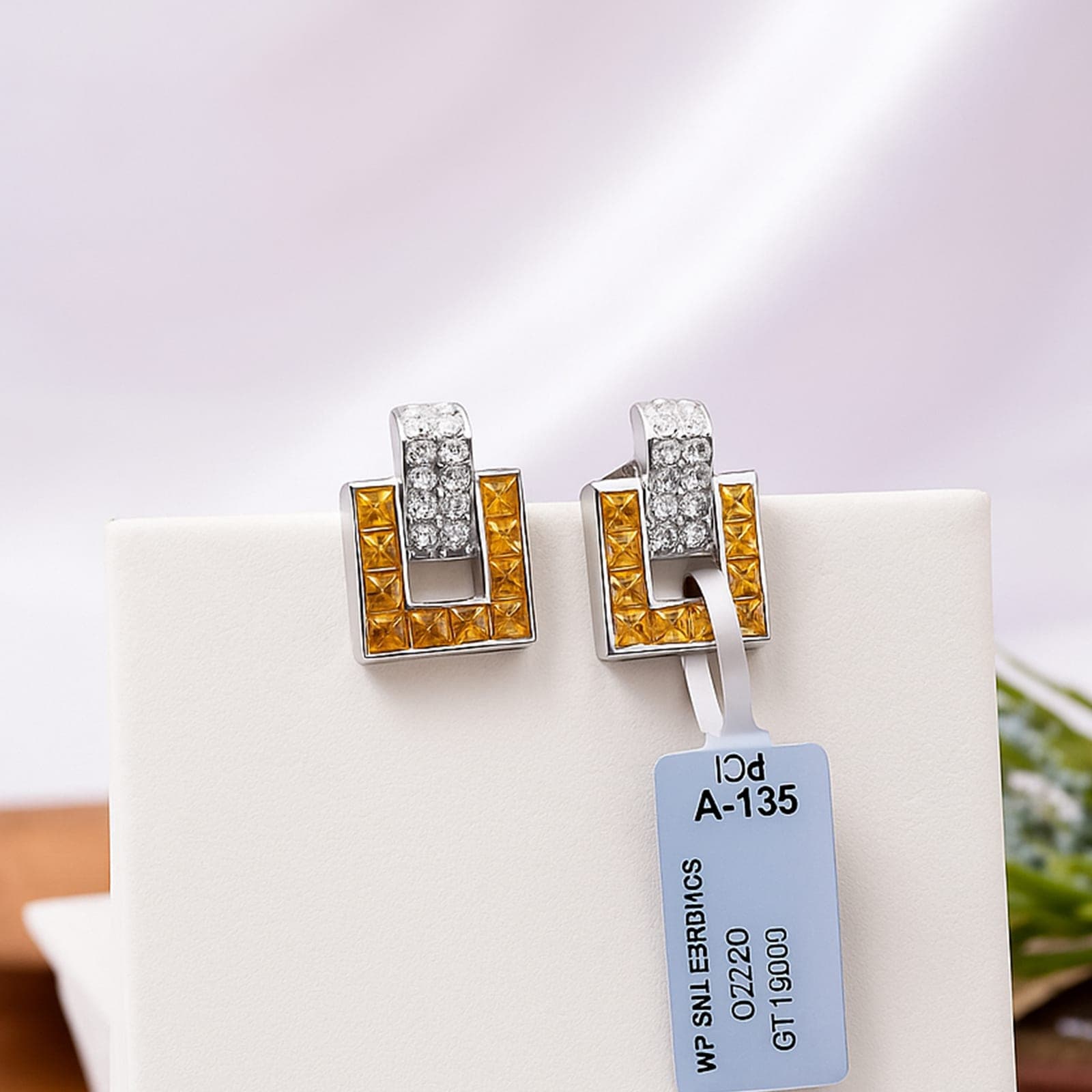 itrine & Moissanite Geometric Earrings in Silver