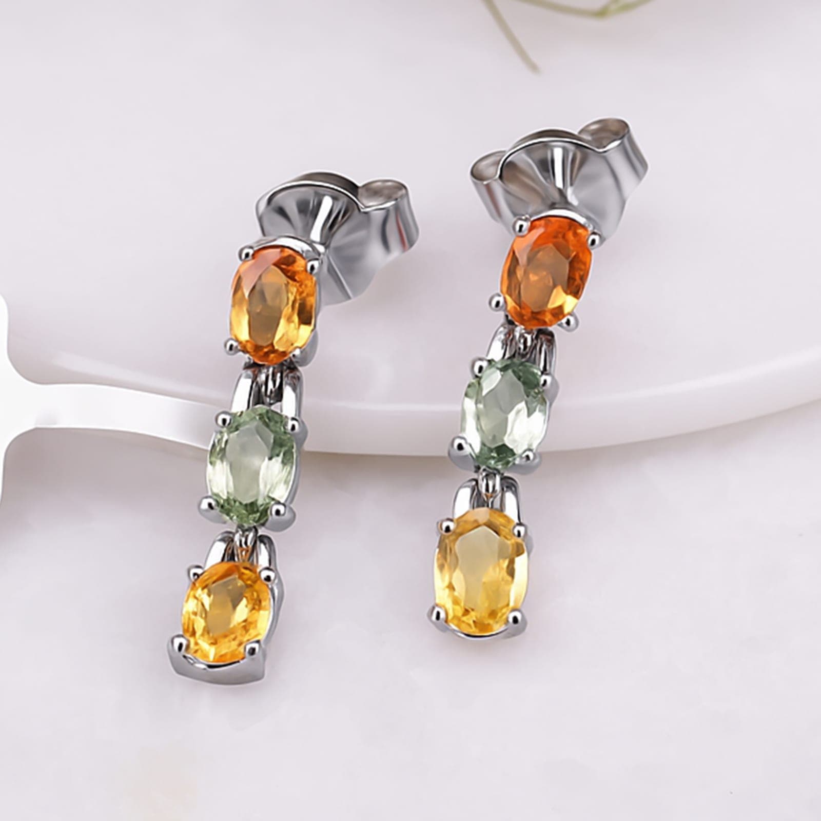 Colorful Sapphire Dangle Earrings